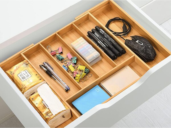 VERK GROUP Organizér do šuplíku, příborník, bambusový, nastavitelný 27-39 x 37 hloubka