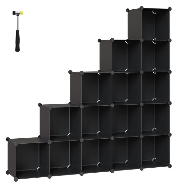 SONGMICS Plastový botník variabilní 16 boxů 30 x 30 cm černá