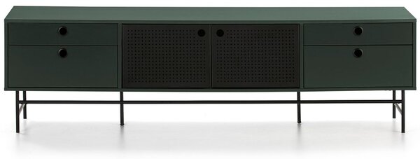 Tmavě zelený lakovaný TV stolek Teulat Punto 180 x 40 cm