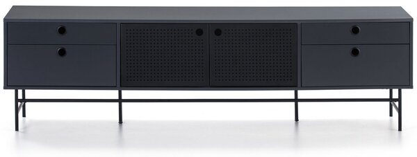 Tmavě modrý lakovaný TV stolek Teulat Punto 180 x 40 cm