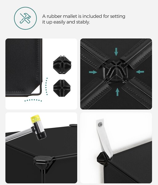 SONGMICS Plastový botník variabilní 16 boxů 30 x 30 cm černá