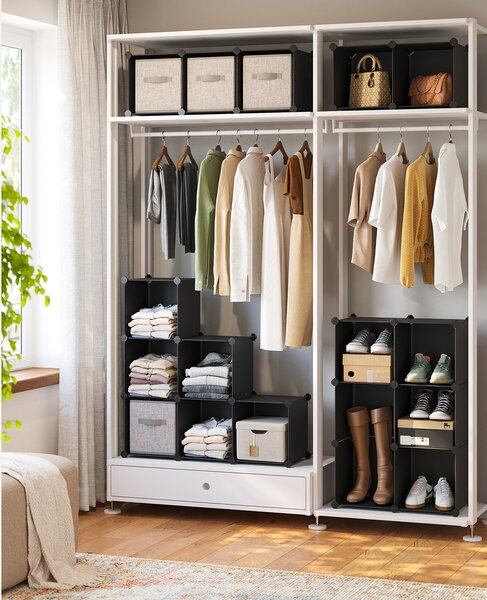 SONGMICS Plastový botník variabilní 16 boxů 30 x 30 cm černá