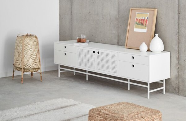 Bílý lakovaný TV stolek Teulat Punto 180 x 40 cm