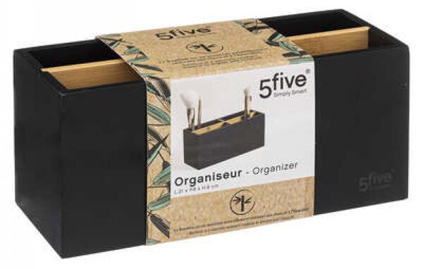 5Five® Černý organizér, stojan se 4 přihrádky na stojící předměty, SELENA BLACK