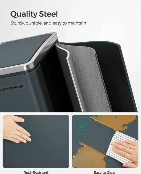 SONGMICS Odpadkový koš na tříděný odpad 2 x 15 l šedá