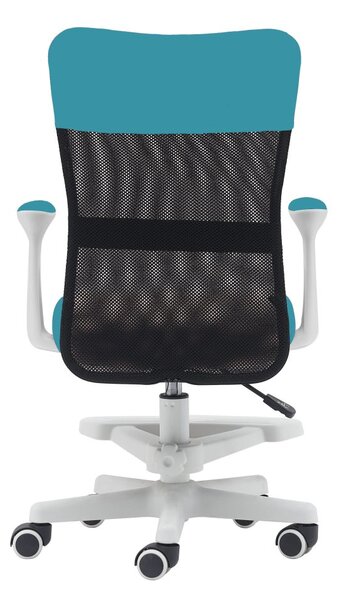 Dětská židle Neoseat MONKEY WHITE s podnoží — látka, bílá / tyrkysová