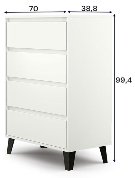 Komoda Borg 4s/70 bílá