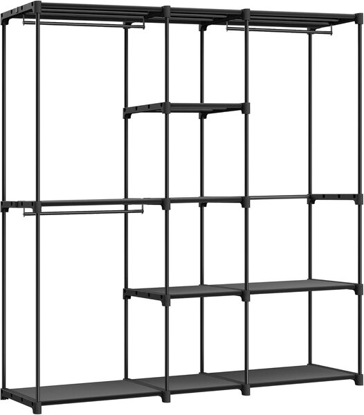 SONGMICS Otevřená šatní skříň 182 x 182 x 43 cm černá
