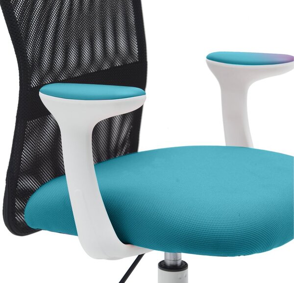 Dětská židle Neoseat MONKEY WHITE s podnoží — látka, bílá / tyrkysová