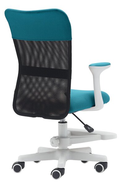 Dětská židle Neoseat MONKEY WHITE s podnoží — látka, bílá / tyrkysová