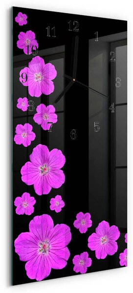 Skleněné hodiny vertikální Květiny zsppc-30x60-00170966