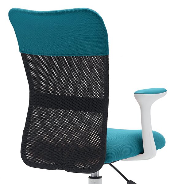 Dětská židle Neoseat MONKEY WHITE s podnoží — látka, bílá / tyrkysová