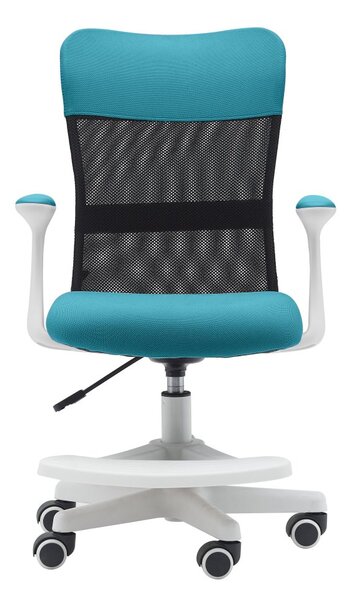 Dětská židle Neoseat MONKEY WHITE s podnoží — látka, bílá / tyrkysová