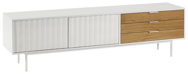 Bílý lakovaný TV stolek Teulat Sierra 180 x 40 cm II