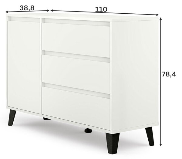 Komoda Borg 1d3s bílá