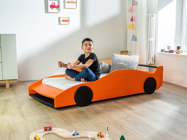 Dětská auto postel ve tvaru FERRARI F40 80x160 cm - Pastelově růžová - transparentní