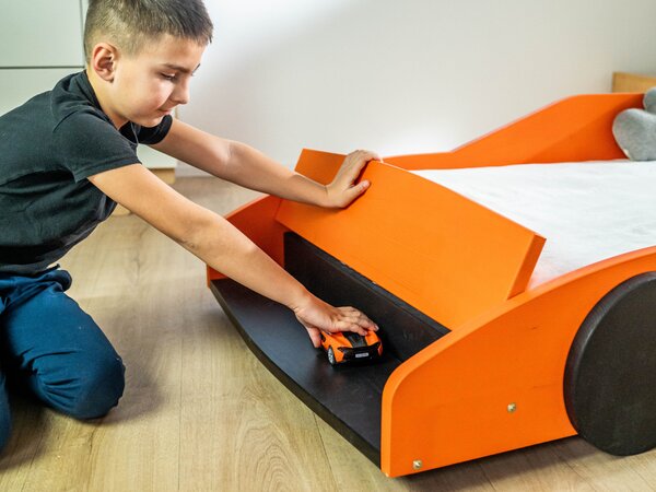 Dětská auto postel ve tvaru FERRARI F40 80x160 cm - Pastelově růžová - transparentní