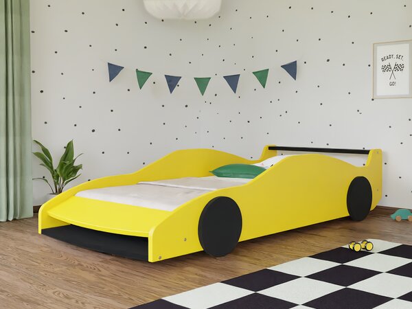 Dětská auto postel ve tvaru FERRARI F40 80x160 cm - Pastelově růžová - transparentní