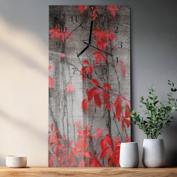 Skleněné hodiny vertikální Květiny zsppc-30x60-00171139