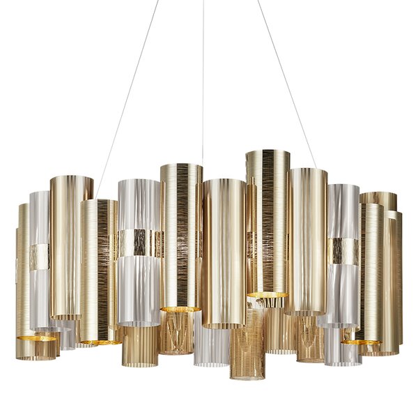 SLAMP LALSL00GLD01T00NMTEU La Lollo Gold suspension L, designové závěsné svítidlo, 80W LED 2700K stmívatelné, průměr 80cm