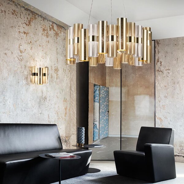 SLAMP LALSXL0GLD01T00NMTEU La Lollo Gold suspension XL, designové závěsné svítidlo, 130W LED 2700K stmívatelné, průměr 80cm