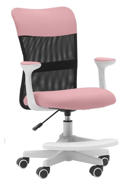 Dětská židle Neoseat MONKEY WHITE s podnoží — látka, bílá / světle růžová