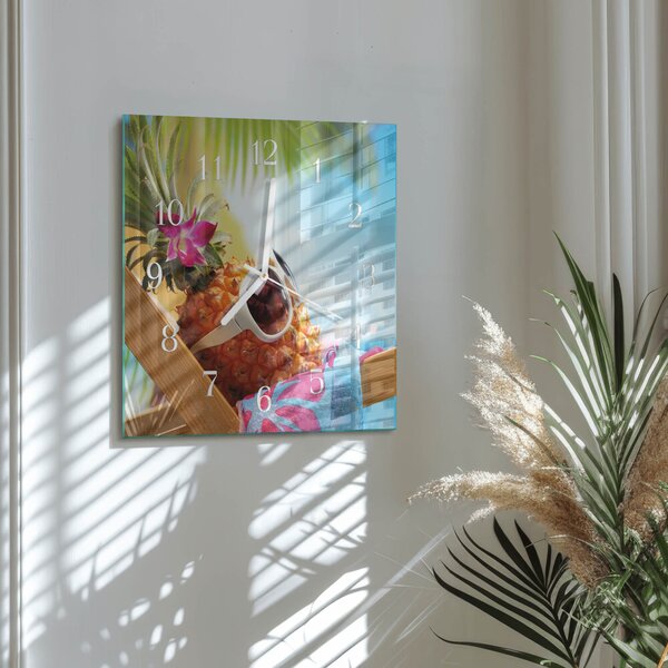 Skleněné hodiny Ananas zskb-30x30-00087946