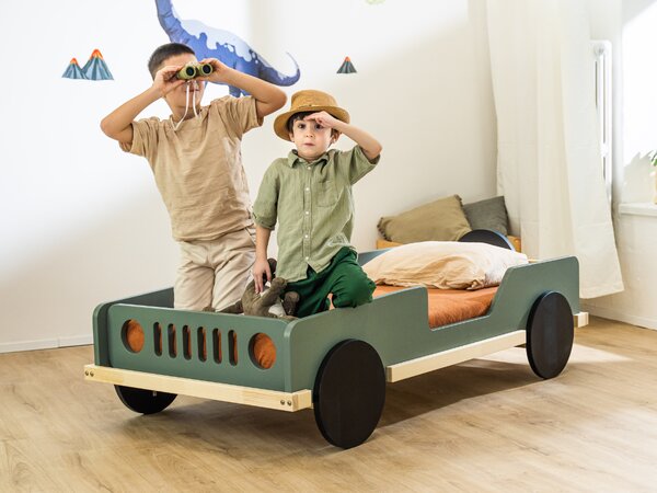 Dětská auto postel ve tvaru JEEPU BEEP 80x160 cm - Bílá