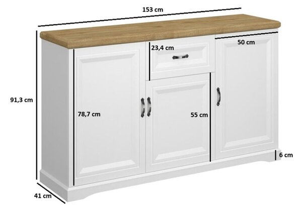 Komoda 3d1s bílá / dub harbor Riva