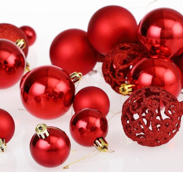 Sada vánočních závěsných dekorací REGALO červená (100 ks)