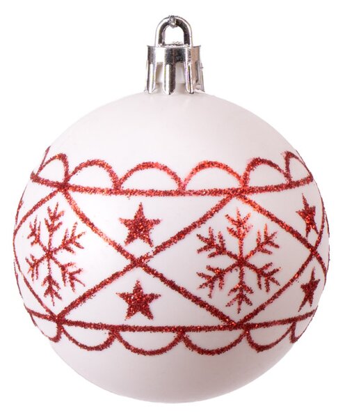 Sada vánočních závěsných dekorací SAPIN bílá / červená (30 ks)