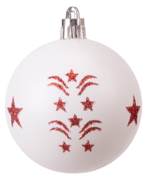 Sada vánočních závěsných dekorací SAPIN bílá / červená (30 ks)