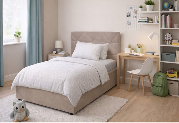 Postel Fro Caro 120x200 s roštem, úložným prostorem Mono 233, béž