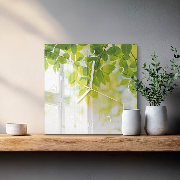 Skleněné hodiny Listy zskb-30x30-00081075