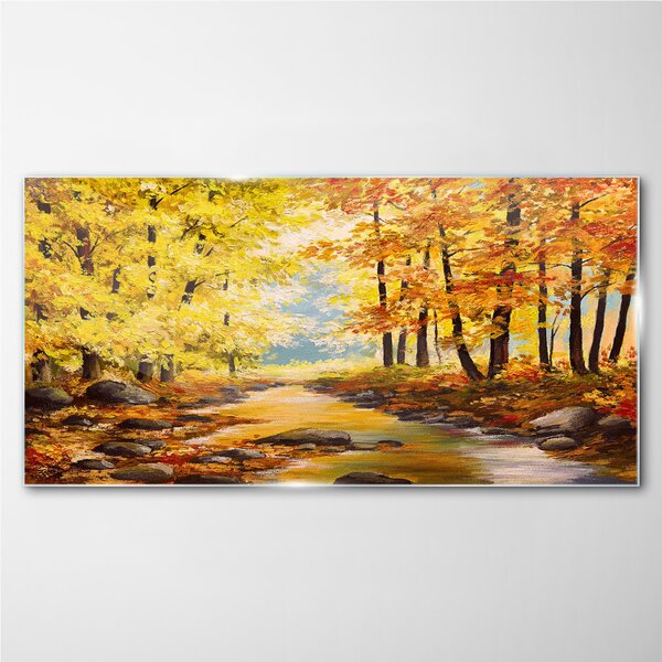 Obraz na skle Obraz na skle Podzimní lesní malba