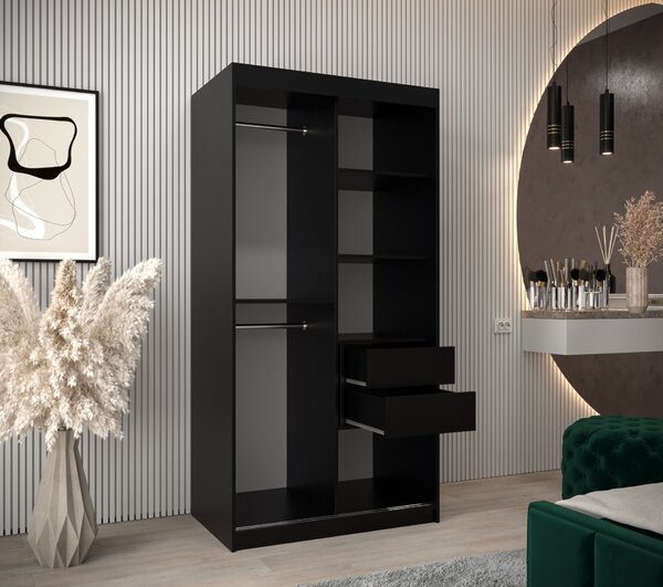 Šatní skříň 100 cm Rosaria (černá). Akce -21%