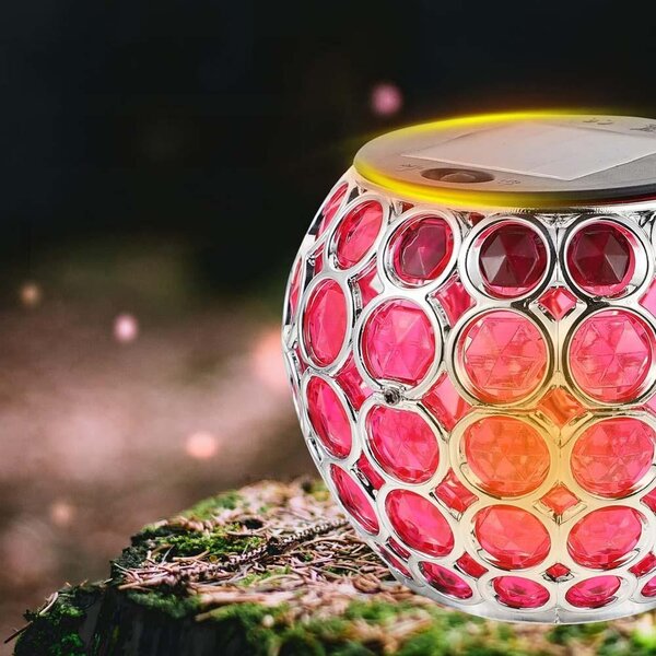 Barevná solární lampa - růžová