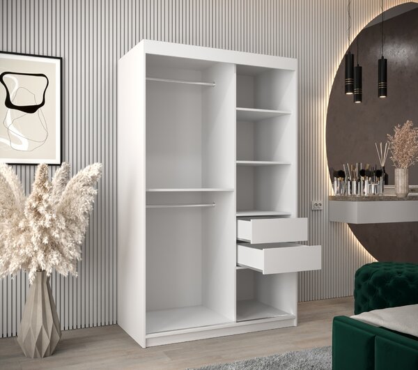 Šatní skříň 120 cm Mokka (bílá). Akce -21%