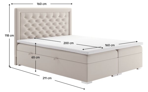 KONDELA Postel boxspring, krémová, 160x200, DORMAN