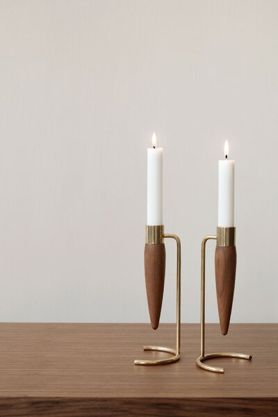 Svícen Umanoff Polished Brass/Walnut 20 cm