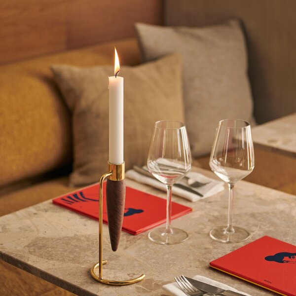 Svícen Umanoff Polished Brass/Walnut 20 cm