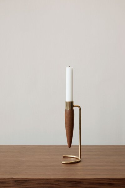 Svícen Umanoff Polished Brass/Walnut 20 cm