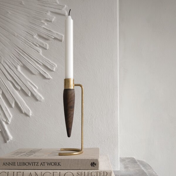 Svícen Umanoff Polished Brass/Walnut 20 cm