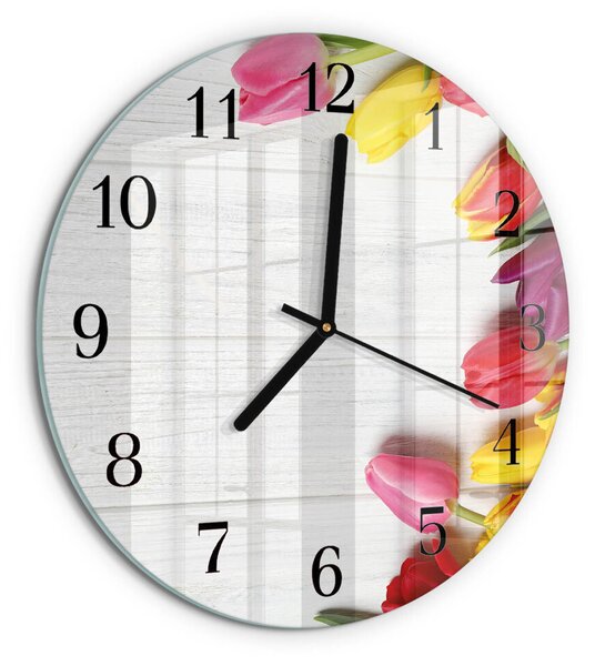 Skleněné nástěnné hodiny Tulipány zsoc-fi30-00178962