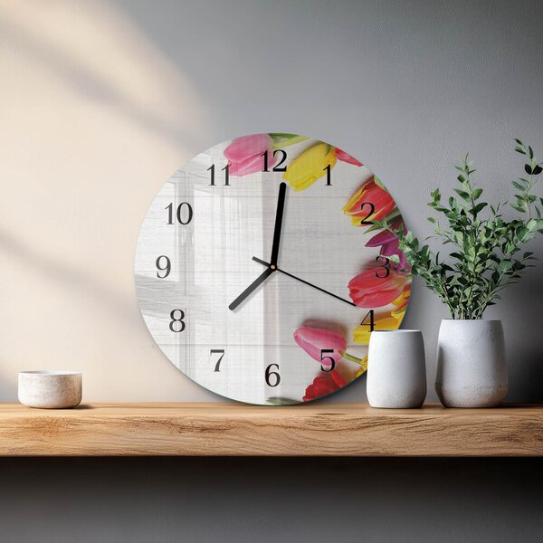 Skleněné nástěnné hodiny Tulipány zsoc-fi30-00178962