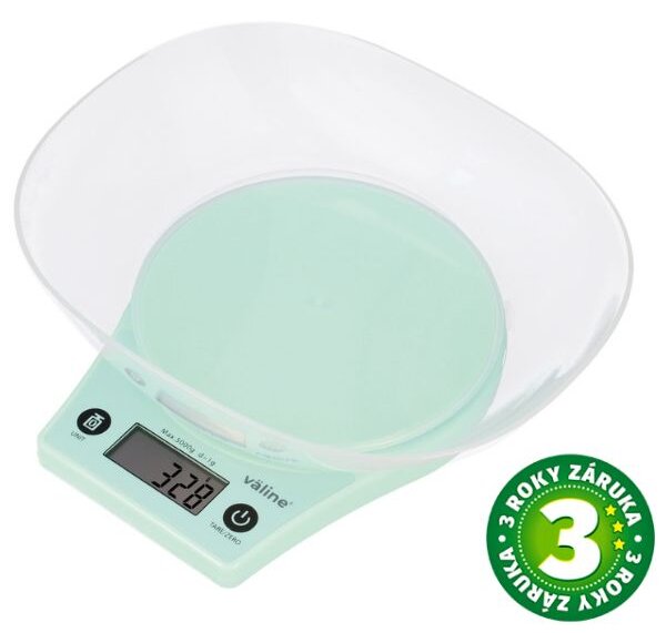Kuchyňská váha Nagri s miskou, digitální, max 5kg, přesnost na 1g, 14x18cm, 3 roky záruka