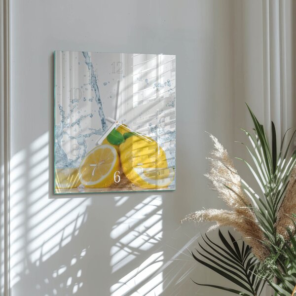 Skleněné hodiny Citronová zskb-30x30-00090658