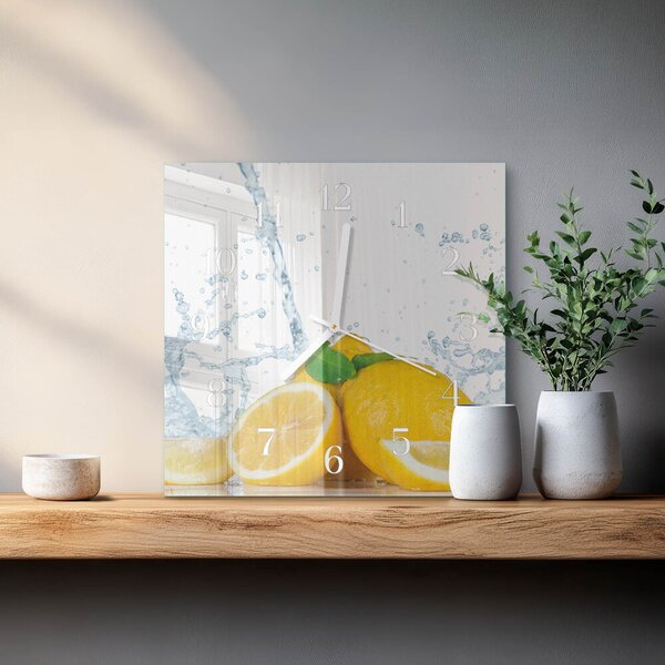 Skleněné hodiny Citronová zskb-30x30-00090658