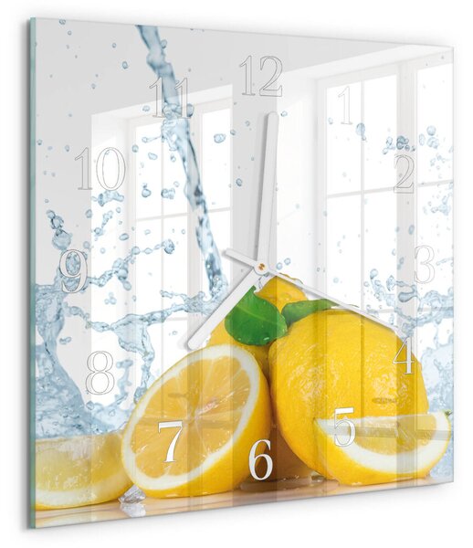 Skleněné hodiny Citronová zskb-30x30-00090658
