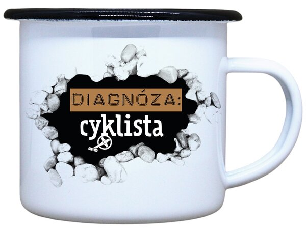 Super plecháček Smaltovaný plecháček s potiskem Cyklista Objem: 330 ml